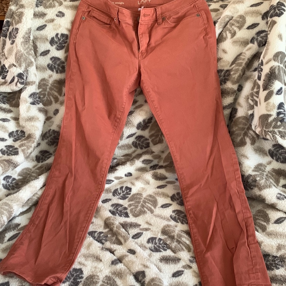 LOFT Burnt Orange Straight-Leg Pants